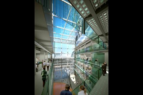HOK and PLP's London super-lab designs: Entrance atrium